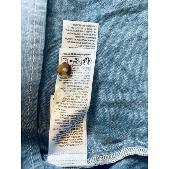 Levi's Amber Long Sleeve Blouse Square Neck Shirt 100% Cotton Flowy Medium - Picture 8 of 14